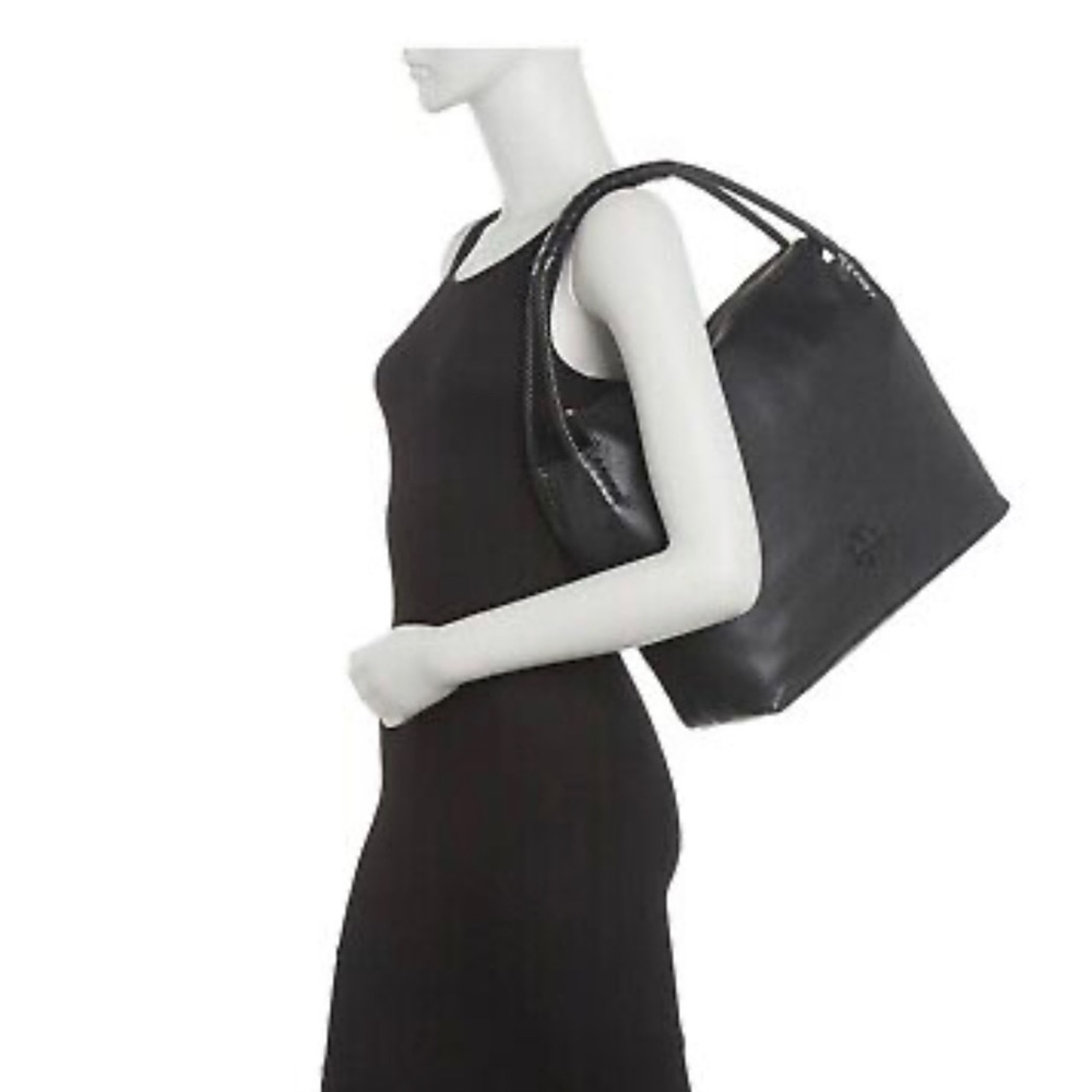 Tory Burch large Taylor pebbles leather black purse hobo bag